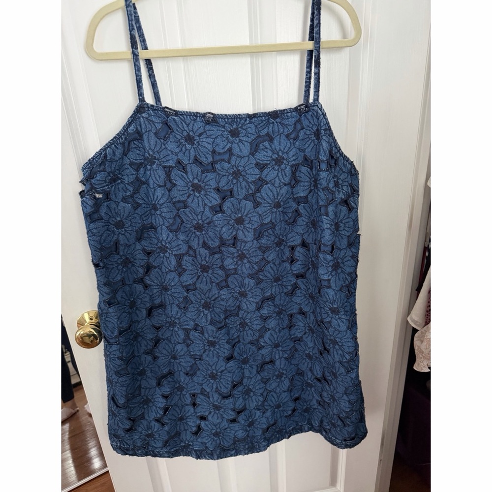 Floral denim cutout mini dress